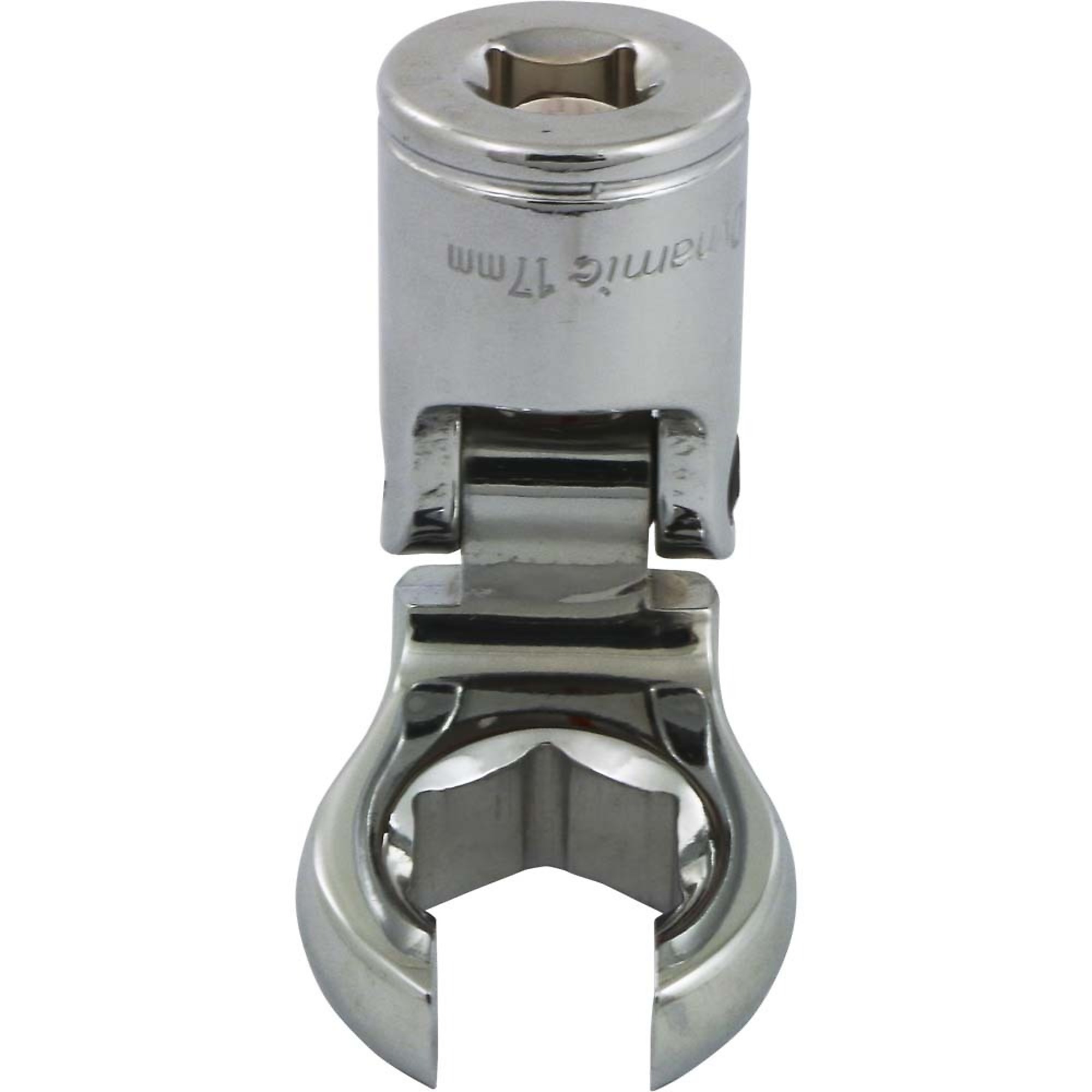 Dynamic Tools 3/8" Drive Metric 17mm Flex Head, Crow Foot Flare Nut Socket, Chrome Finish